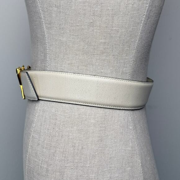 Vintage By Paloma Picasso Leather Belt Gold Triple X Hardware Cream 75 main image 10
